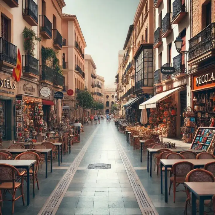 Calle desierta de turistas