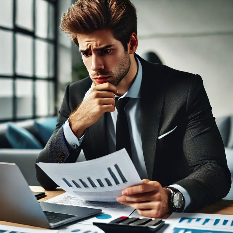 Empresario perocupado